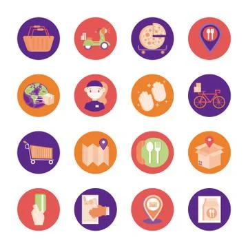 Bundle of delivery set icons Stockillustratie
