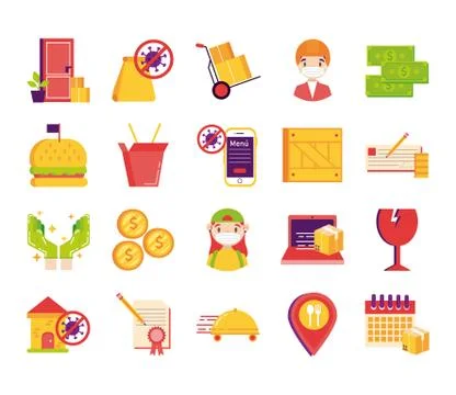 Bundle of delivery set icons Stockillustratie