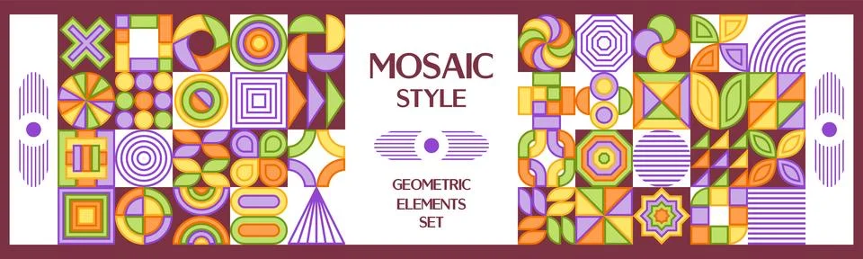 Bundle of design elements in simple geometric style. Abstract shapes. Stock Illustration