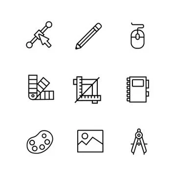 Bundle of designer set icons Illustrazione stock