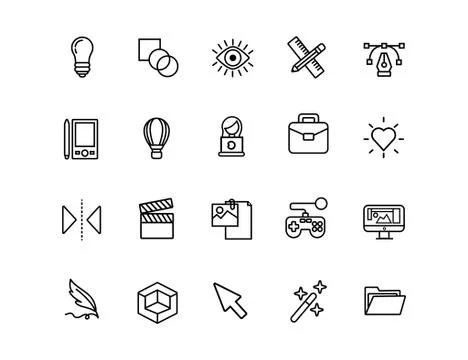 Bundle of designer set icons 스톡 일러스트
