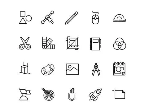 Bundle of designer set icons Illustrazione stock