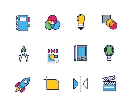 Bundle of designer set icons Stock Illustration