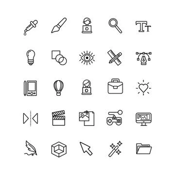 Bundle of designer set icons Illustrazione stock