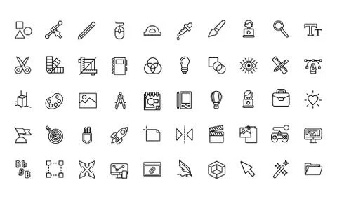 Bundle of designer set icons Illustrazione stock