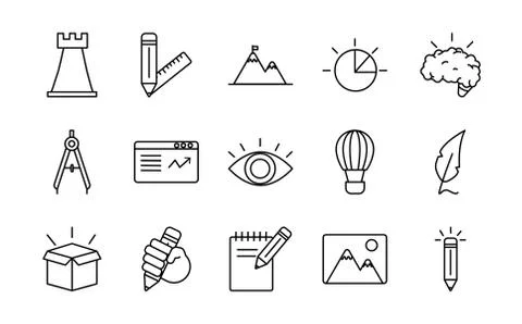 Bundle of designer set icons Stock Illustration