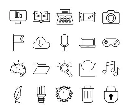Bundle of designer set icons 스톡 일러스트