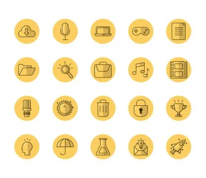 Bundle of designer set icons Illustrazione stock