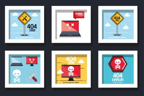 Bundle designs of error page not found Stock Illustration