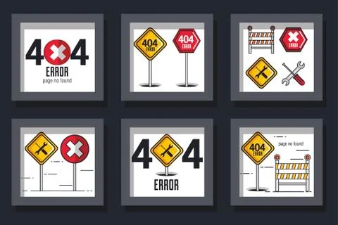 Bundle designs of error page not found イラスト素材
