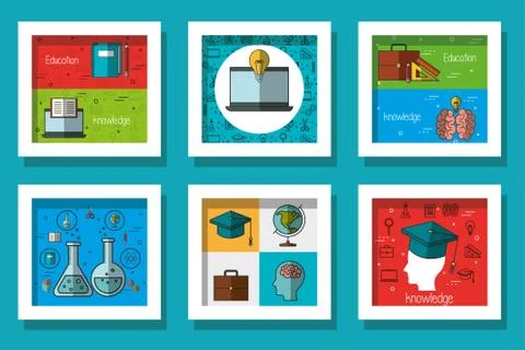 Bundle designs of knowledge and education icons Stock Illustration