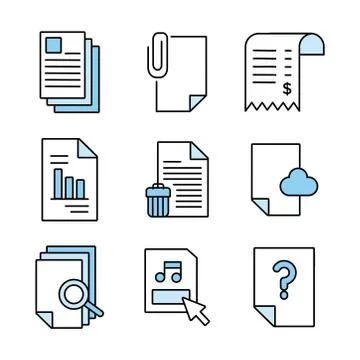 Bundle of documents files office icons イラスト素材