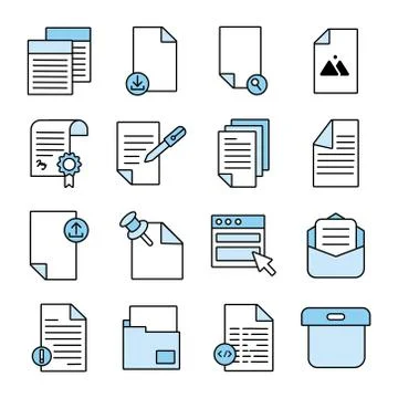 Bundle of documents files office icons Stockillustratie