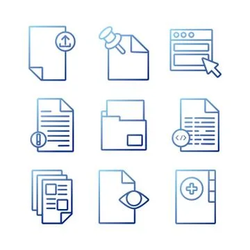 Bundle of documents files office icons Stock Illustration