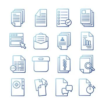 Bundle of documents files office icons Stock Illustration