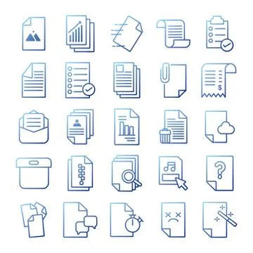 Bundle of documents files office icons イラスト素材