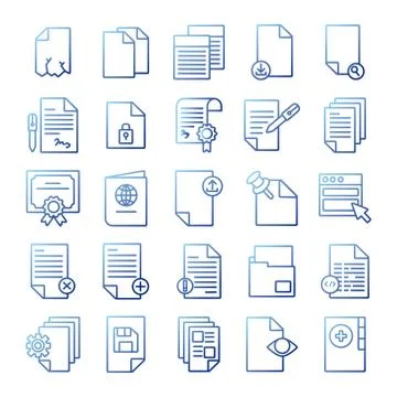 Bundle of documents files office icons Illustrazione stock