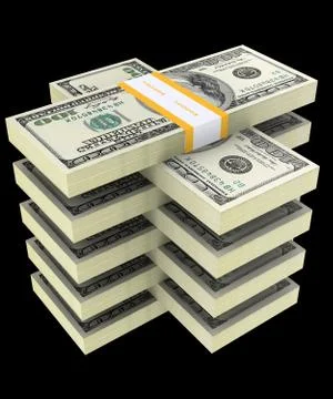 Bundle of dollars on a black background 3D illustration イラスト素材