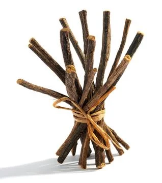 Bundle of dried licorice roots Stock Photos