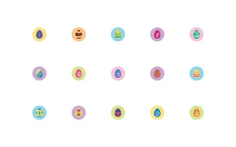 Bundle easter eggs painted block style icons Stockillustratie