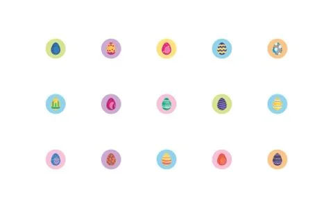 Bundle easter eggs painted block style icons Illustrazione stock