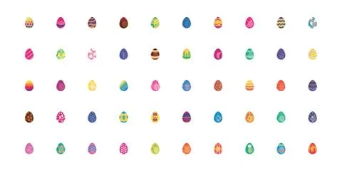 Bundle easter eggs painted flat style icons 스톡 일러스트