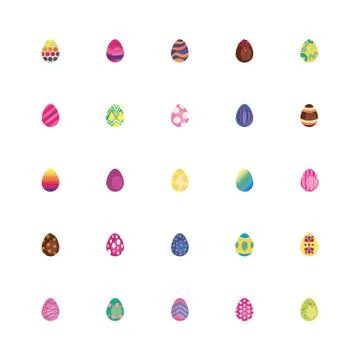 Bundle easter eggs painted flat style icons イラスト素材