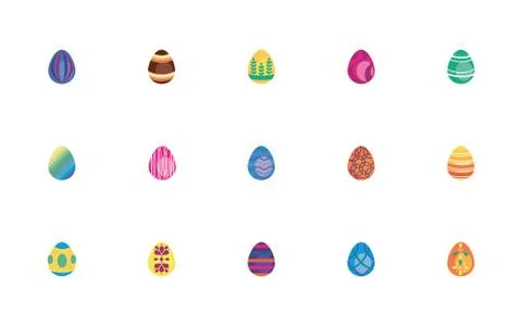 Bundle easter eggs painted flat style icons 스톡 일러스트