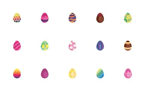 Bundle easter eggs painted flat style icons 스톡 일러스트