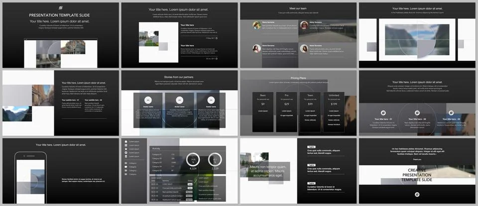 Bundle of editable business templates for digital app, web products. Vector Stock Illustration