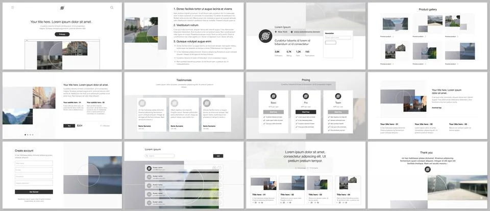 Bundle of editable business templates for digital app, web products. Vector Stock Illustration
