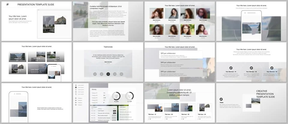 Bundle of editable business templates for digital app, web products. Vector Stock Illustration
