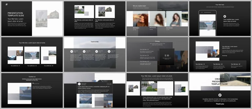 Bundle of editable business templates for digital app, web products. Vector Stock Illustration