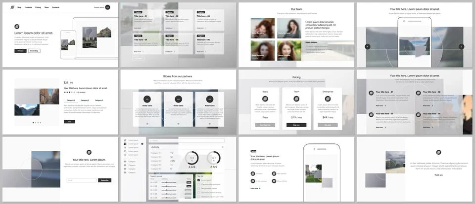 Bundle of editable business templates for digital app, web products. Vector Stock Illustration