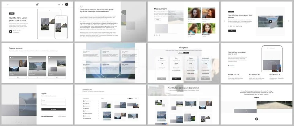 Bundle of editable business templates for digital app, web products. Vector Stock Illustration