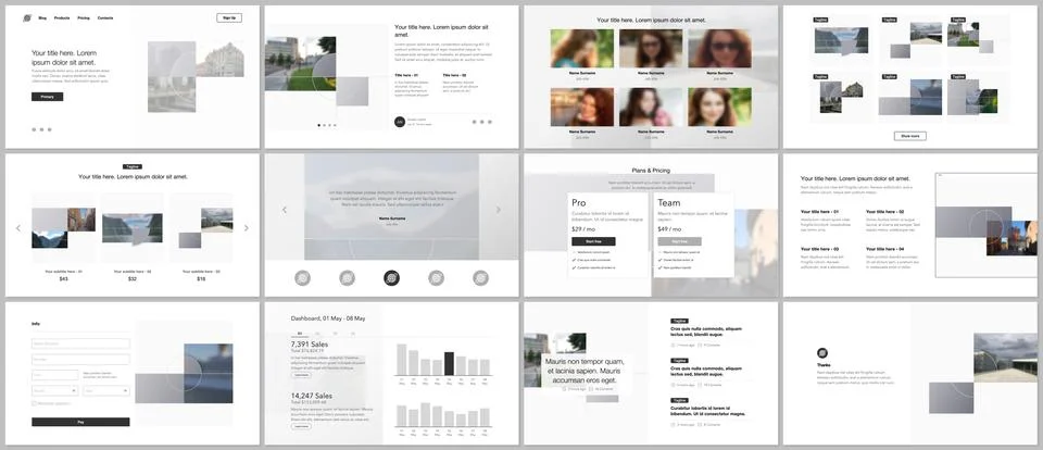 Bundle of editable business templates for digital app, web products. Vector Stock Illustration