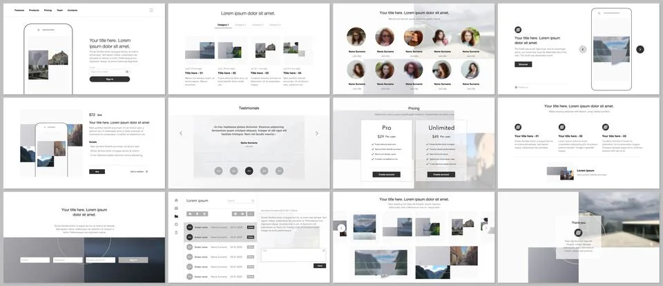 Bundle of editable business templates for digital app, web products. Vector Stock Illustration
