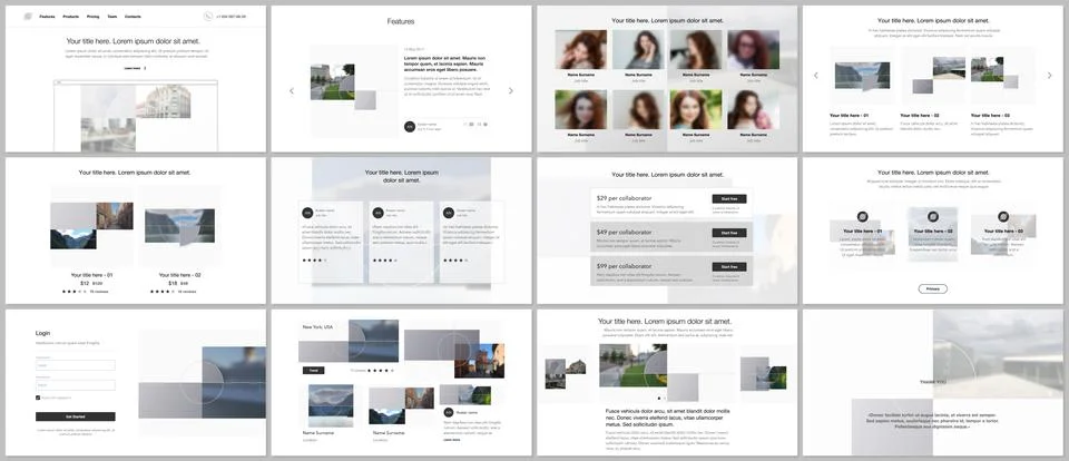 Bundle of editable business templates for digital app, web products. Vector Stock Illustration