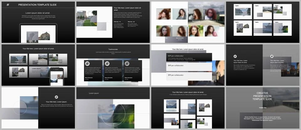 Bundle of editable business templates for digital app, web products. Vector Illustrazione stock
