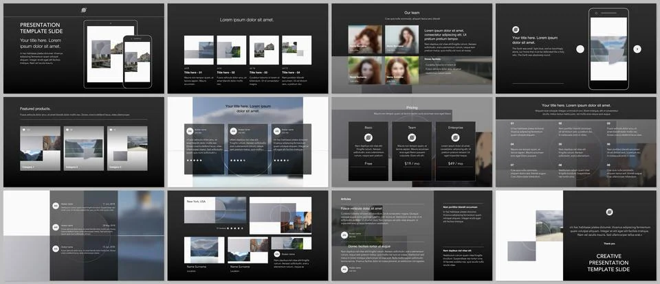 Bundle of editable business templates for digital app, web products. Vector Stock Illustration