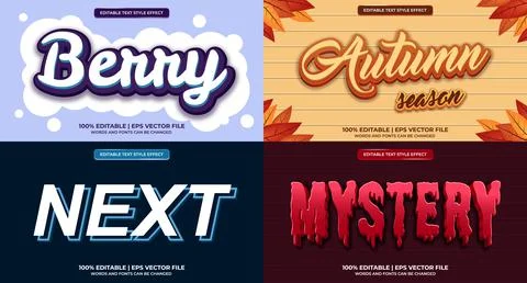 Bundle of editable text effect design vector. Set of editable text effect des Stock Illustration
