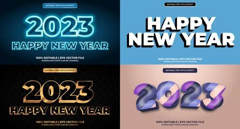 Bundle of editable text effect design vector. Set of editable text effect d.. Stock Illustration