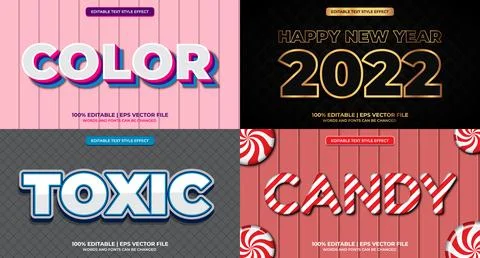 Bundle of editable text effect design vector. Set of editable text effect d.. Stock Illustration