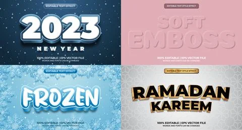 Bundle of editable text effect design vector. Set of editable text effect d.. Stock Illustration