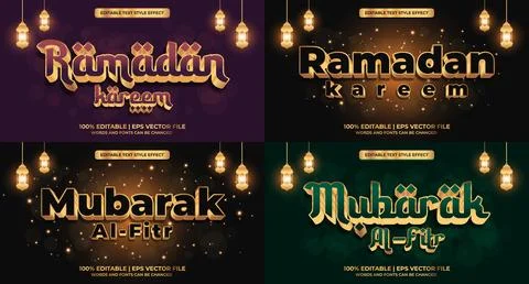 Bundle of editable text effect design vector. Set of editable text effect d.. Stock Illustration