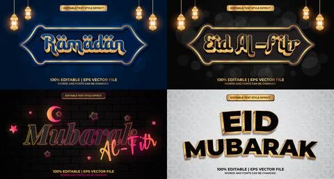 Bundle of editable text effect design vector. Set of editable text effect d.. Stock Illustration