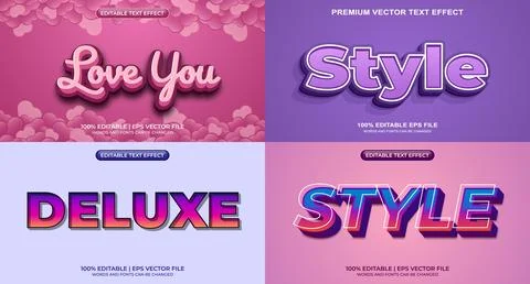 Bundle of editable text effect design vector. Set of editable text effect d.. Stock Illustration