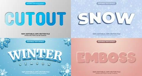 Bundle of editable text effect design vector. Set of editable text effect d.. Stock Illustration
