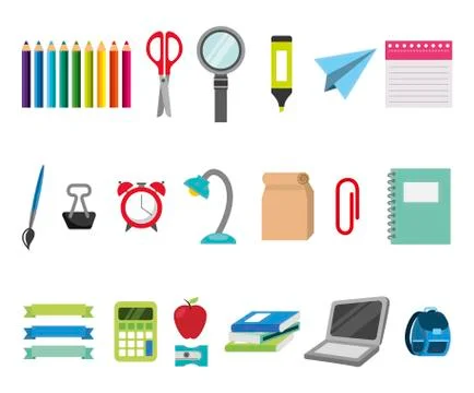 Bundle of education learning set icons Stock Illustration