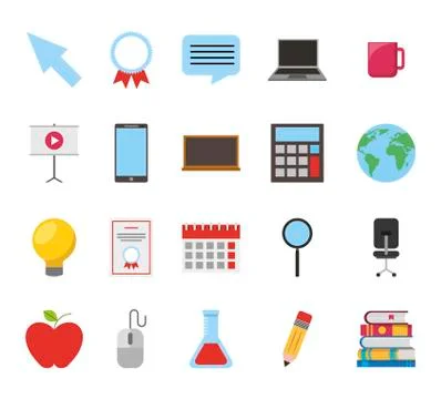 Bundle of education set icons Stock Illustration
